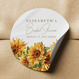 Elegantes, schicke Blumensonnenblume Brautparty Runder Aufkleber