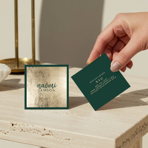 Elegantes schicke Gold und dunkelgrüne moderne Min Quadratische Visitenkarte