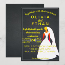 Elegantes schicke Gold und schwarze Hochzeit Einla