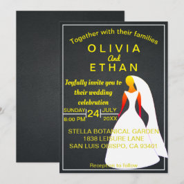 Elegantes schicke Gold und schwarze Hochzeit Einla Einladung