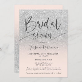 Elegantes, schicke Silber-Glitzer-Script-Brautpart Einladung