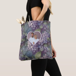 Elegantes, schicke, staubige lila Aquarellblumen F Tasche