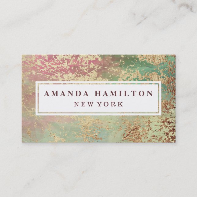 Elegantes, schicker Gilded Blush Green Pink Gold Visitenkarte (Vorderseite)