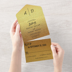 Elegantes, schickes, fancy, klassiges Gold-Glitter All In One Einladung