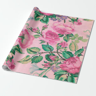 Elegantes schickes rosa Blumenmuster Geschenkpapier