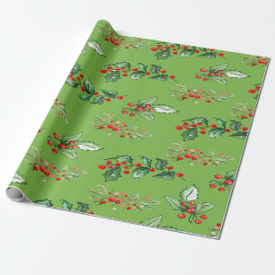 Elegantes, schickes Weihnachts-Stechpalmen-Beeren- Geschenkpapier