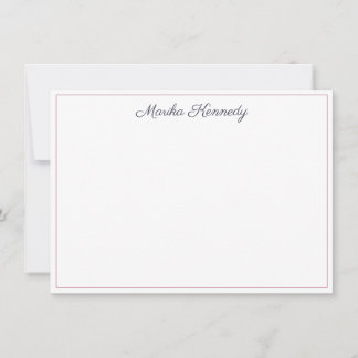 Elegantes Schiefergraues Skript Blush Pink Border Mitteilungskarte