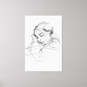 Elegantes Schlafweibliches Portrait - Premium Leinwanddruck