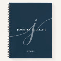 Elegantes Schlichtes Blue Script Monogram Rezept