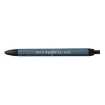 Elegantes Schlichtes Dusty Navy Blue Script Monogr