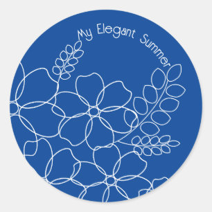 Elegantes, schlichtes Muster der Blume im Sommer Runder Aufkleber