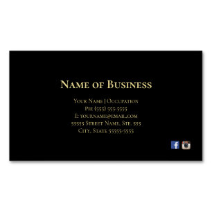 Elegantes Schlichtes Schwarz mit Gold Text Social  Magnetische Visitenkarte