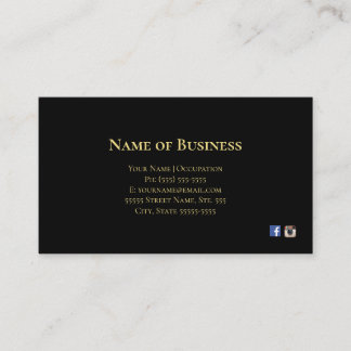 Elegantes Schlichtes Schwarz mit Gold Text Social  Visitenkarte