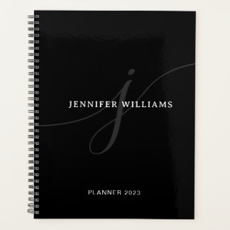 Elegantes Schlichtes Schwarz-weißes Silver Script Planer