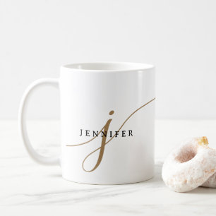 Elegantes schlichtes schwarzes und goldenes Schrif Kaffeetasse