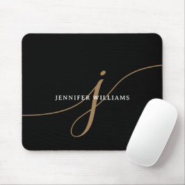 Elegantes schlichtes schwarzes und goldenes Schrif Mousepad