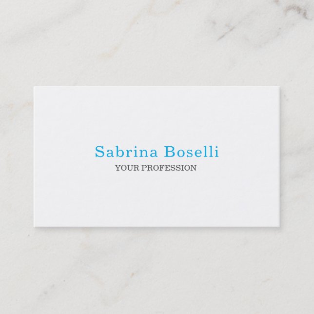 Elegantes Schlichtes Simple Sky Blue White Minimal Visitenkarte (Vorderseite)