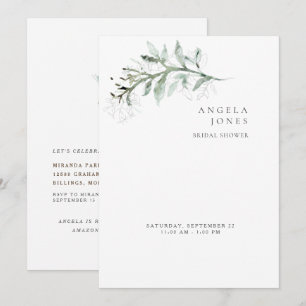 Elegantes, schlichtes, weißes Brautparty Einladung