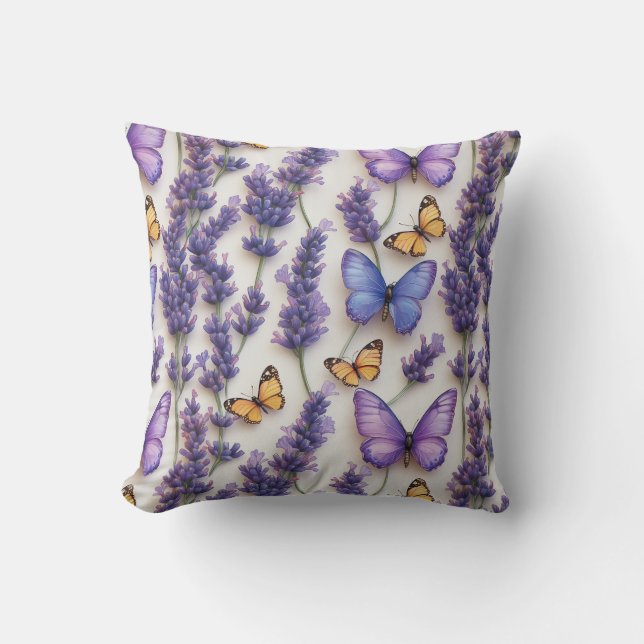 Elegantes Schmetterlingdesign und Lavenderdesign Kissen (Vorderseite)