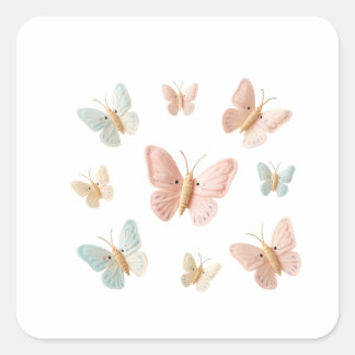 Elegantes Schmetterlingsmuster - Schmetterlingskle Quadratischer Aufkleber