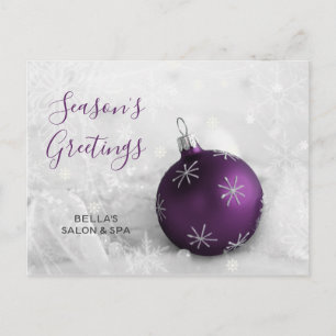 Elegantes Schnee-Lila-Ornament Geschäftsfeiertag Feiertagspostkarte