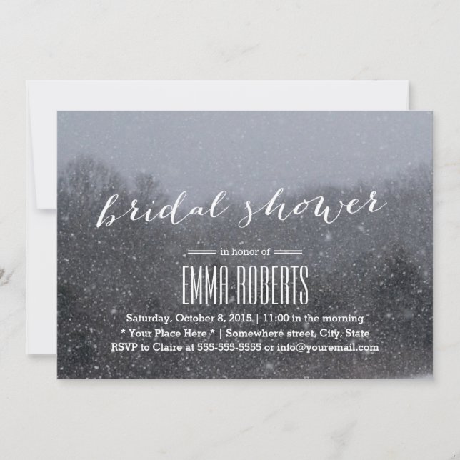 Elegantes Schneeerlebnis Winter Bridal Dusche Einl Einladung (Vorderseite)