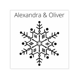 Elegantes Schneeflocken-Hochzeits-Namens-Monogramm Permastempel