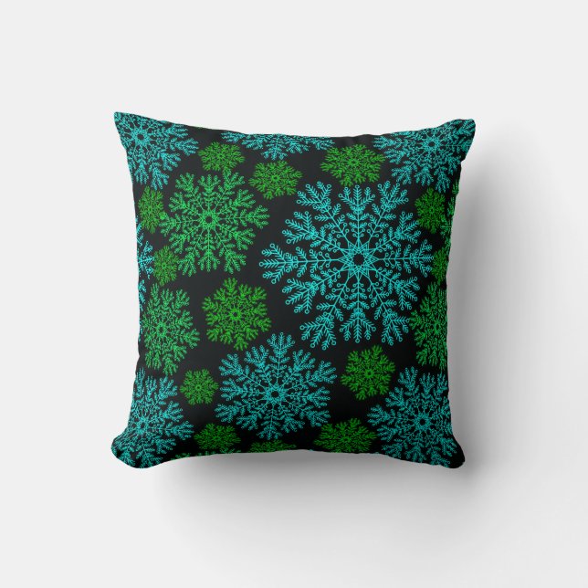 Elegantes Schneeflocken Wintermuster Kissen (Vorderseite)