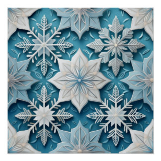 Elegantes Schneeflockenmuster für Winterdécor Poster