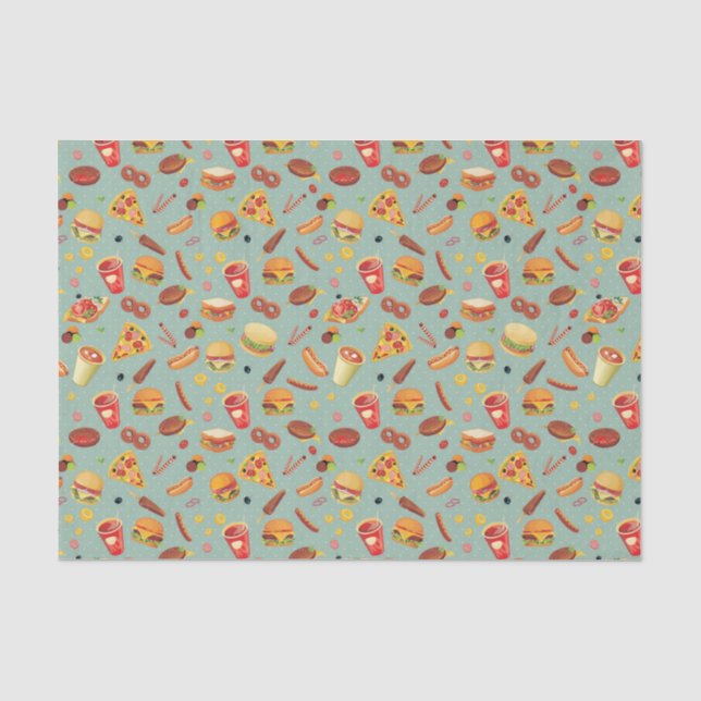 Elegantes Schnellimbiss-Muster Seidenpapier (Vorderseite)