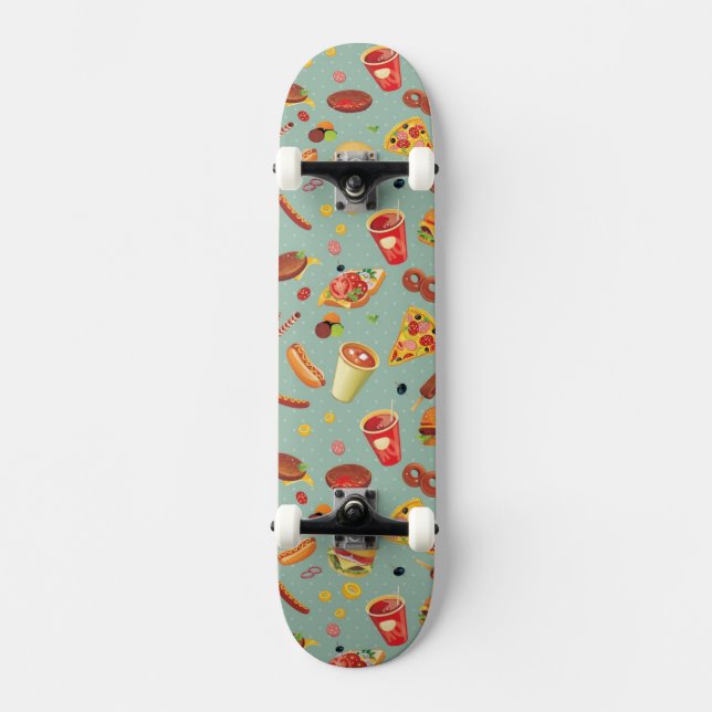 Elegantes Schnellimbiss-Muster Skateboard (Vorderseite)