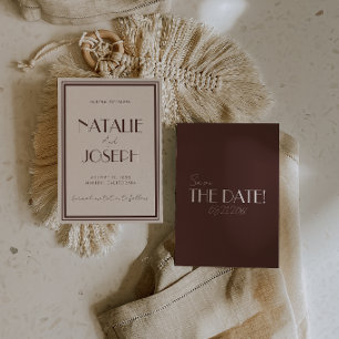 Elegantes, schokoladenbraunes, altes Geld Retro-Ho Save The Date