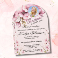 Elegantes Schriftfoto Rosa Abschlussfeier Torbogen