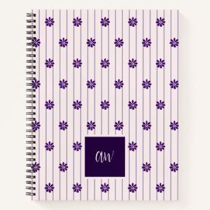 Elegantes Schriftmonogramm Indigo-Blumen-Doodle Notizbuch