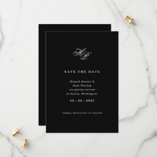 Elegantes Schriftmonogramm QR-Code Foto Hochzeit Save The Date