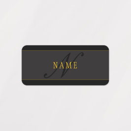 Elegantes Schriftmonogramm Schwarz & Gold Etiketten