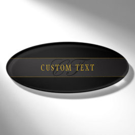 Elegantes Schriftmonogramm Schwarz & Gold Namenschild