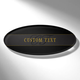 Elegantes Schriftmonogramm Schwarz & Gold Namenschild