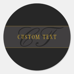Elegantes Schriftmonogramm Schwarz & Gold Runder Aufkleber