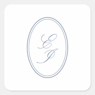 Elegantes Schriftmonogramm Selbstklebende Hochzeit Quadratischer Aufkleber