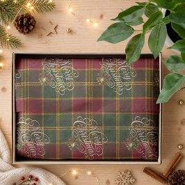 Elegantes Schriftzug Frohe Weihnachten Karo-Tartan Seidenpapier