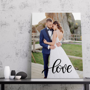 Elegantes Schriftzug Liebe Foto Hochzeitsjubiläums Leinwanddruck
