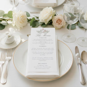 Elegantes Schwan-Romantik-Liebe-Script-Abendmenü Menükarte