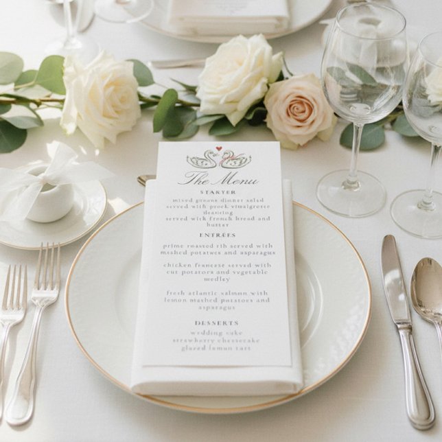 Elegantes Schwan-Romantik-Liebe-Script-Abendmenü Menükarte (Von Creator hochgeladen)