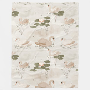 Elegantes Schwanenmuster Fleecedecke