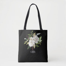Elegantes Schwarz-Aquarell-Monogramm Tasche