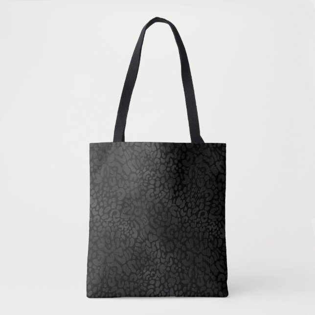 Elegantes Schwarz auf schwarzem Leopard-Tier druck Tasche (Vorderseite)