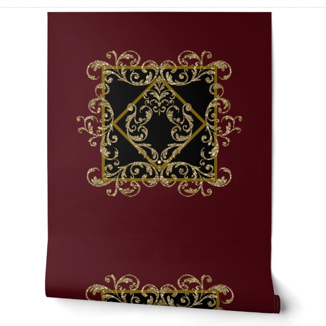 Elegantes Schwarz-Bordeaux-Tapete Tapete (Abrollen)