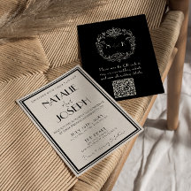 Elegantes Schwarz Elfenbein Altes Geld Retro QR Co