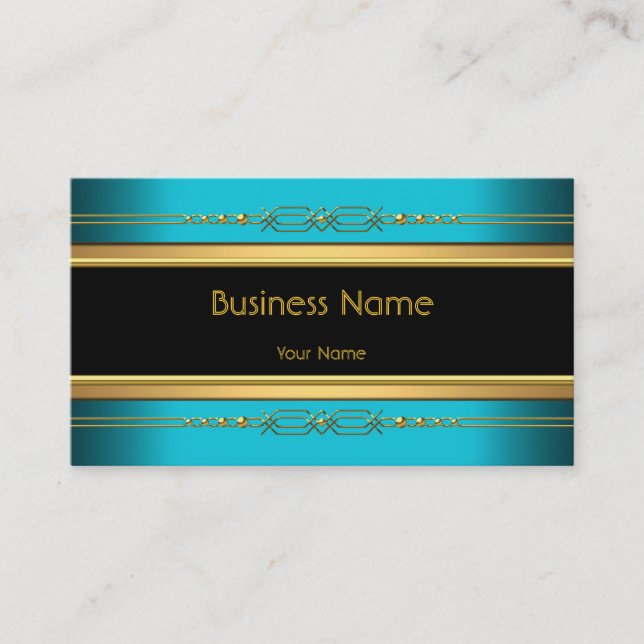 Elegantes Schwarz Gelb Aquamarin Blau Visitenkarte (Vorderseite)